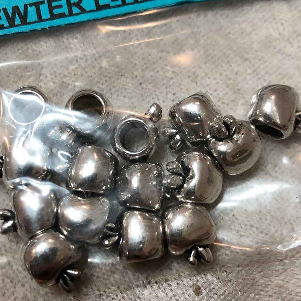 Pewter Large Hole Apple Beads