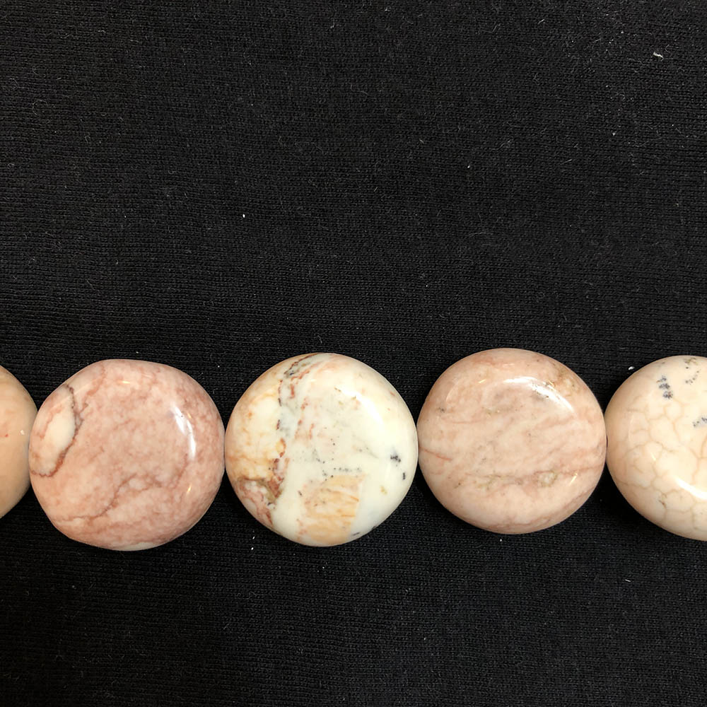 Large Rhyolite Disc Beads Top Drilled 25mm x 10mm