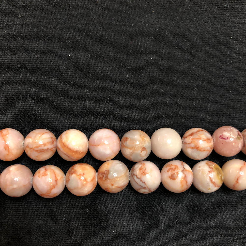 Pink Matrix Round Beads 10mm