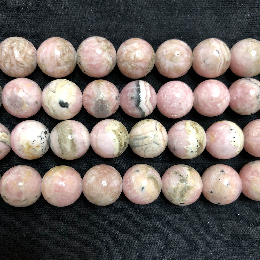 Light Pink Peru Rhodochrosite Round Beads 12mm