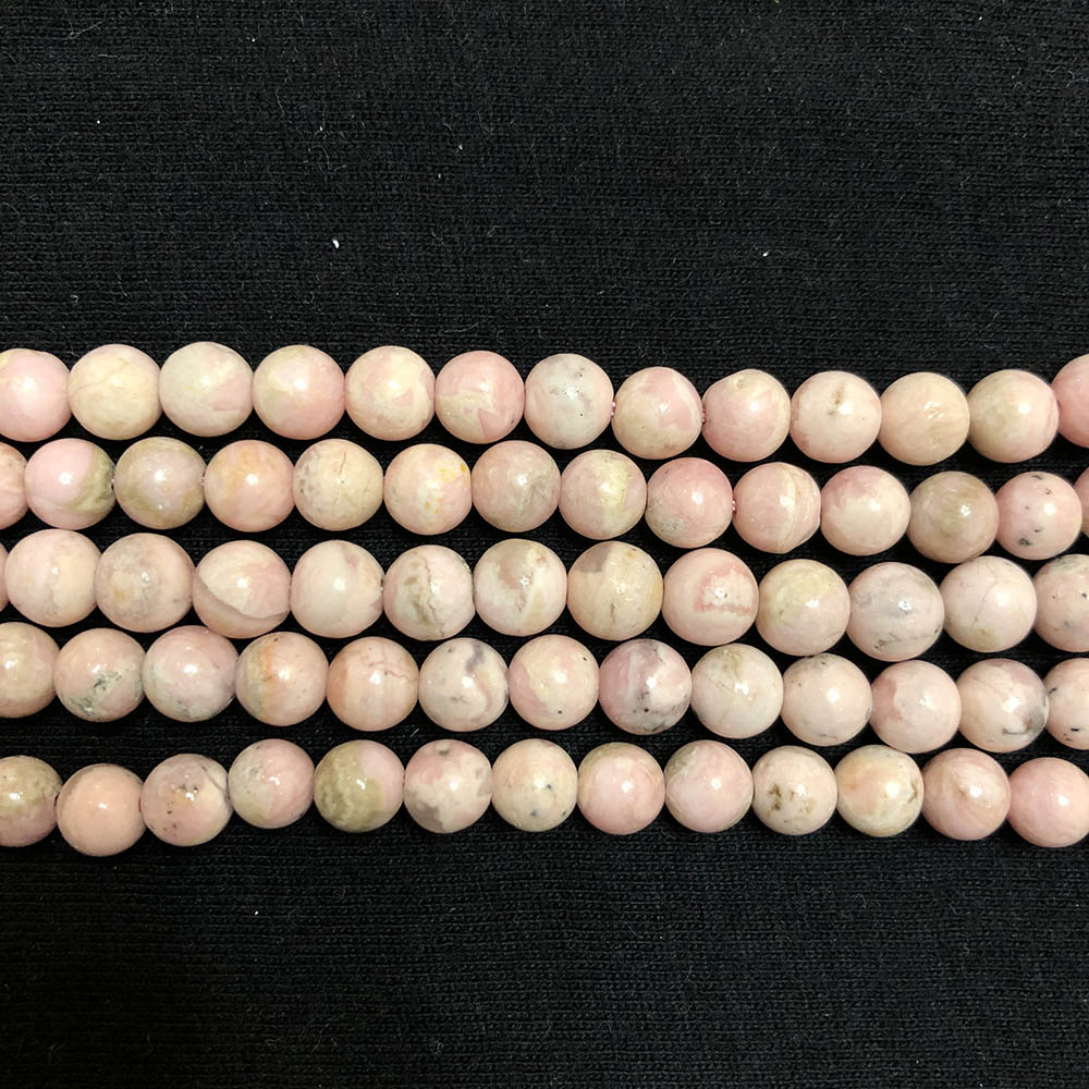 Light Pink Peru Rhodochrosite Round Beads 6mm