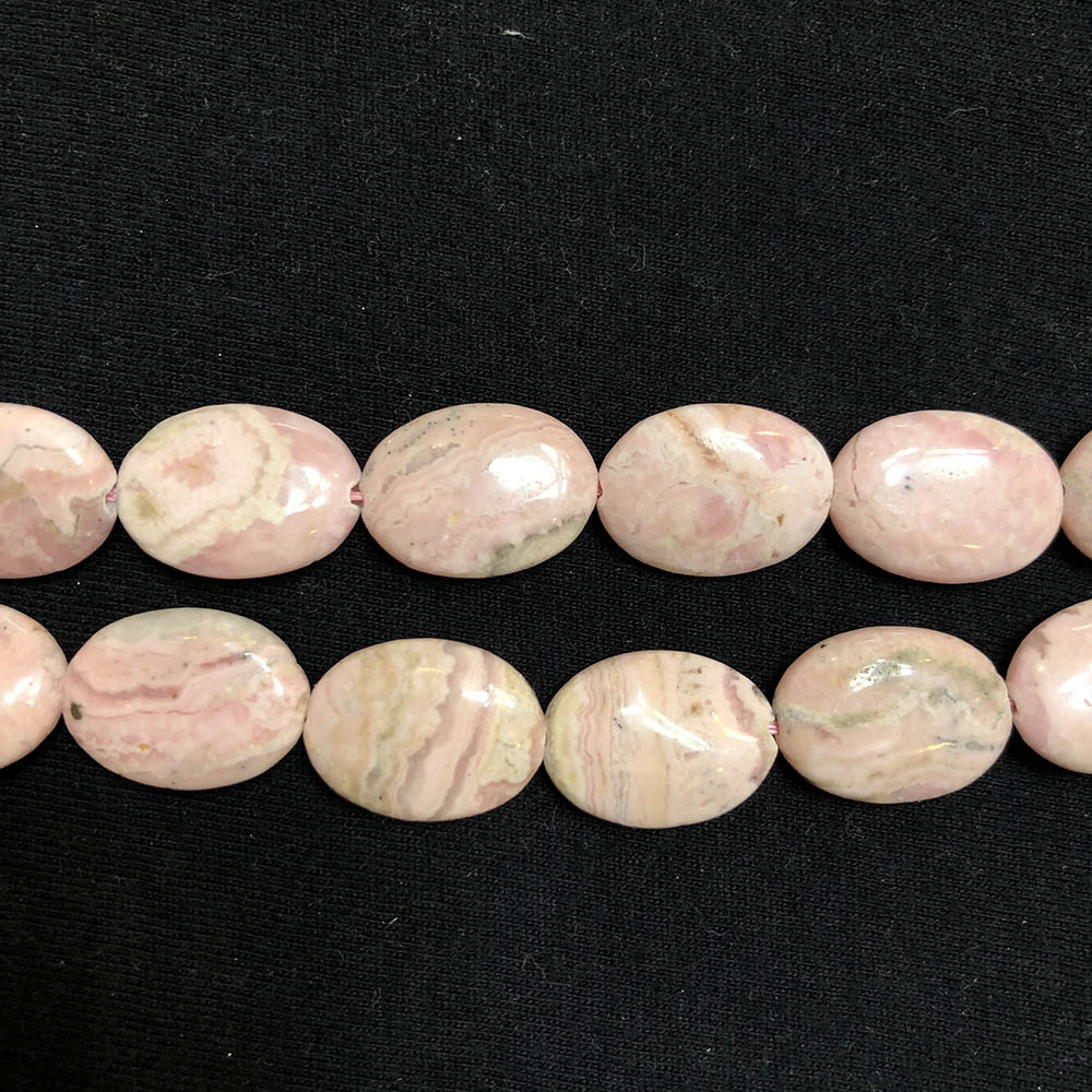 Light Pink Peru Rhodochrosite Oval Disc Beads 12mm x 18mm