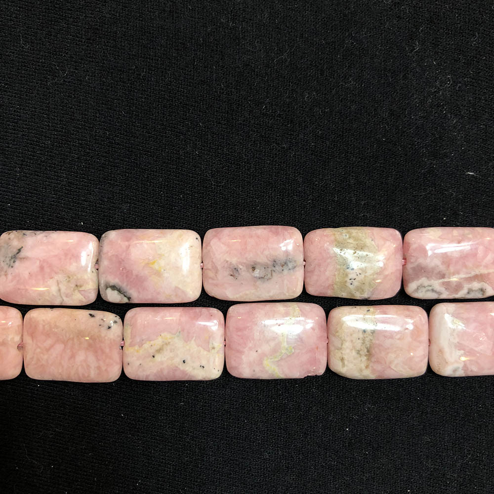 Light Pink Peru Rhodochrosite Rectangle Disc Beads 19mm x 13mm