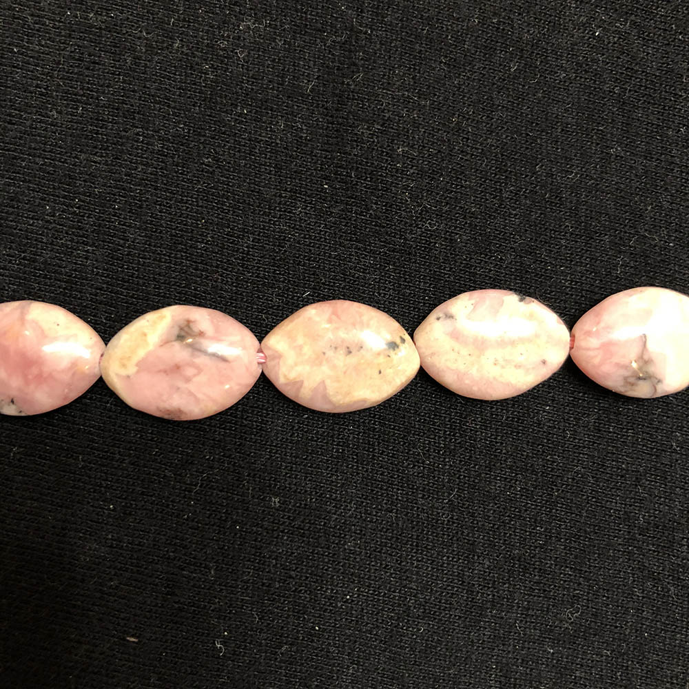 1 strand Small Light Pink Peru Rhodochrosite Oval Disc Beads 10mm x 15mm