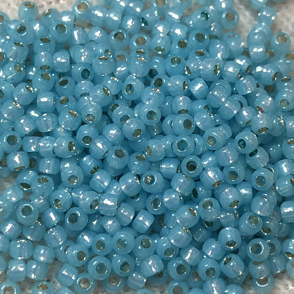 11/0 Gold Lined Waxy Aqua Blue 587A Japanese Seed Beads