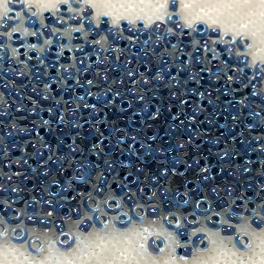 11/0 Dark Blue Lined Crystal Rainbow Iris 386B Japanese Seed Beads