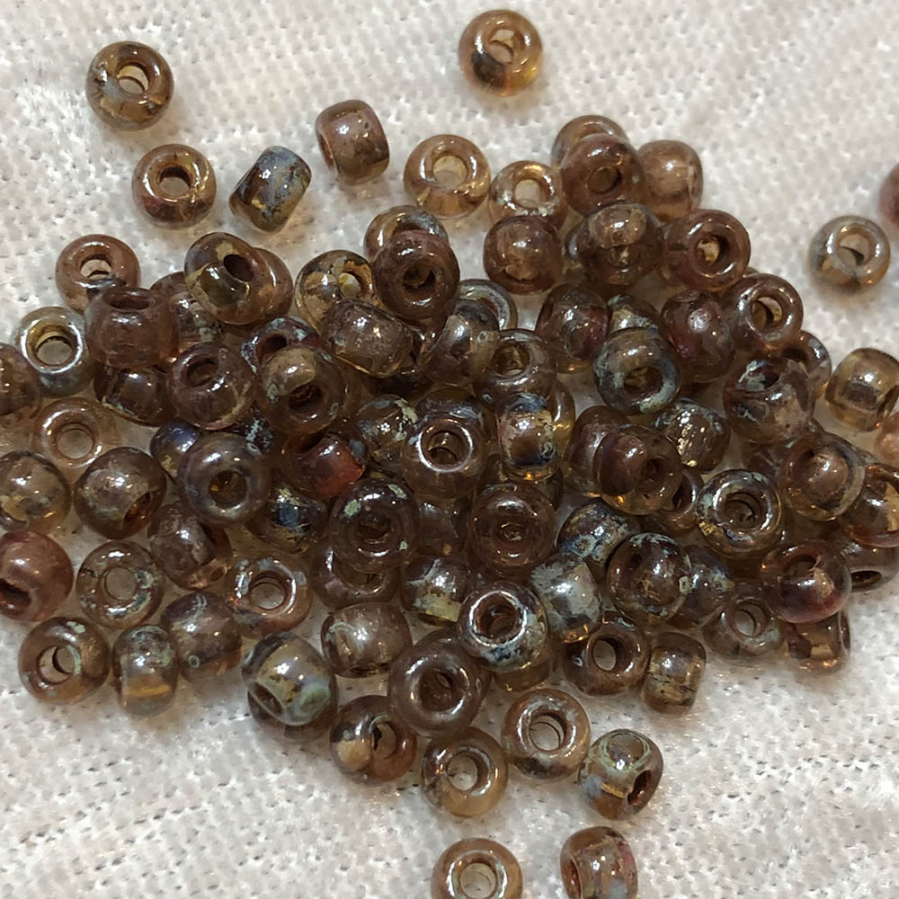 6/0 Transparent Light Smoky Topaz Picasso 4505 Japanese Seed Beads