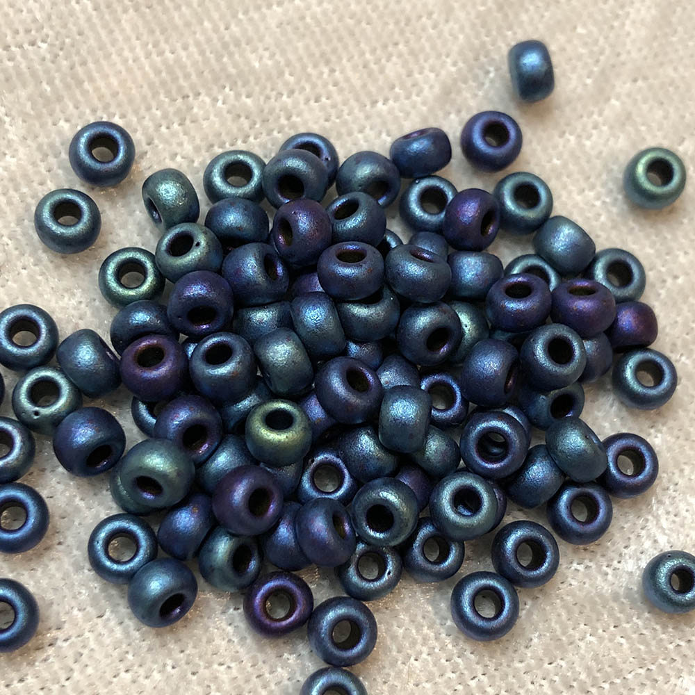 6/0 Frosted Metallic Dark Orchid AB F460J Japanese Seed Beads