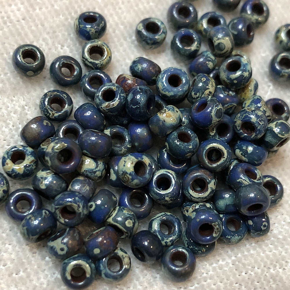 6/0 Opaque Picasso Cobalt 4518 Japanese Seed Beads