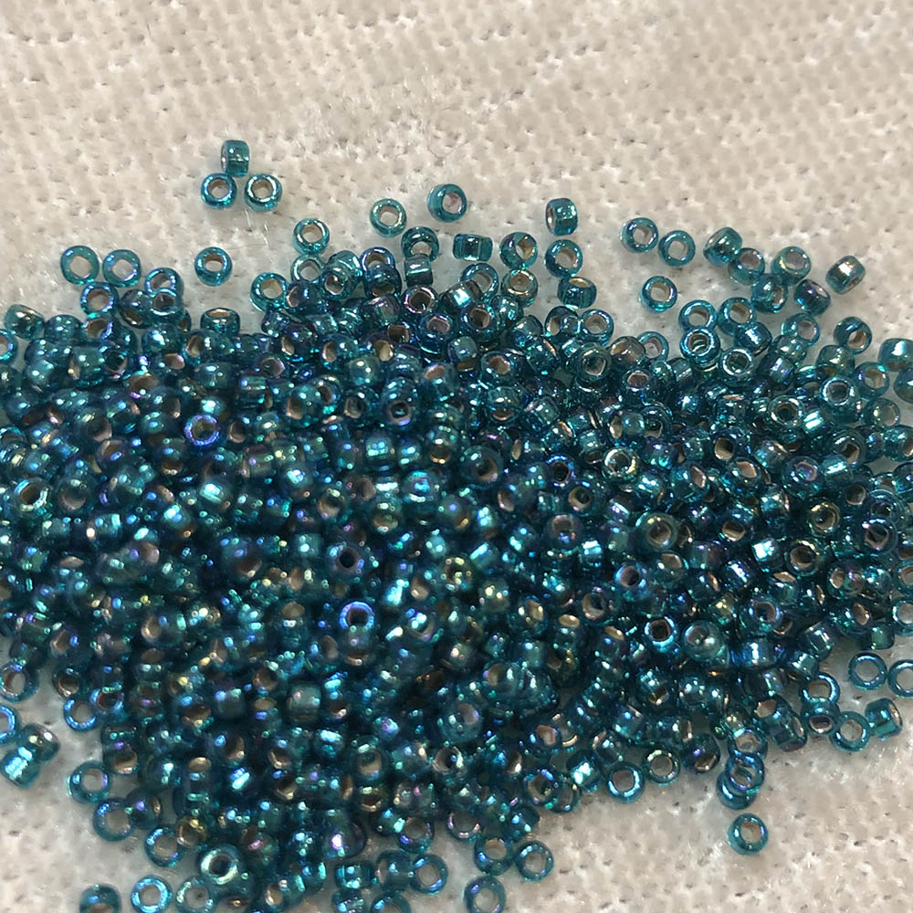 15/0 Silver Lined Teal AB 643 Japanese Seed Beads