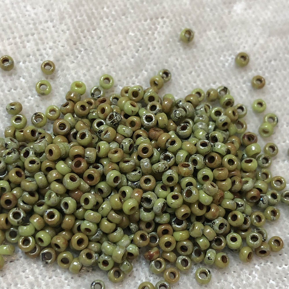 11/0 Opaque Chartreuse Picasso 4515 Japanese Seed Beads