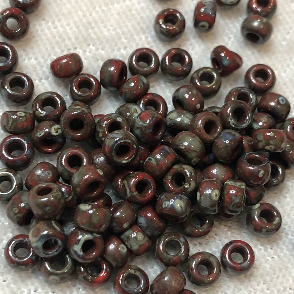 6/0 Opaque Red Picasso 4513 Japanese Seed Beads