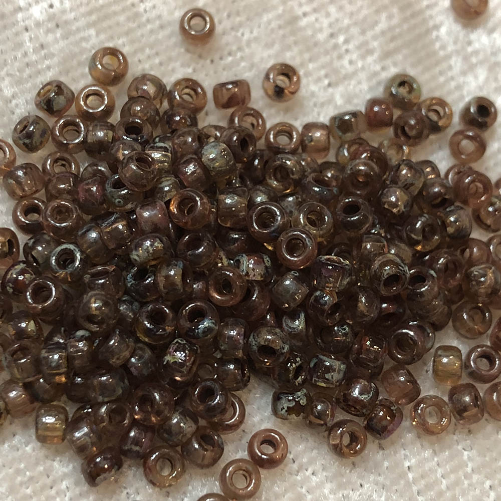 8/0 Transparent Light Smoky Topaz Picasso 4505 Japanese Seed Beads