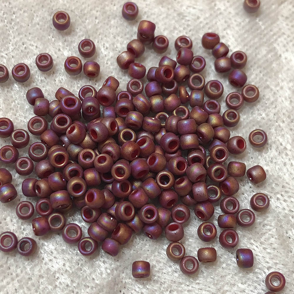 8/0 Semi Glazed Dark Red Rainbow 2639F Japanese Seed Beads