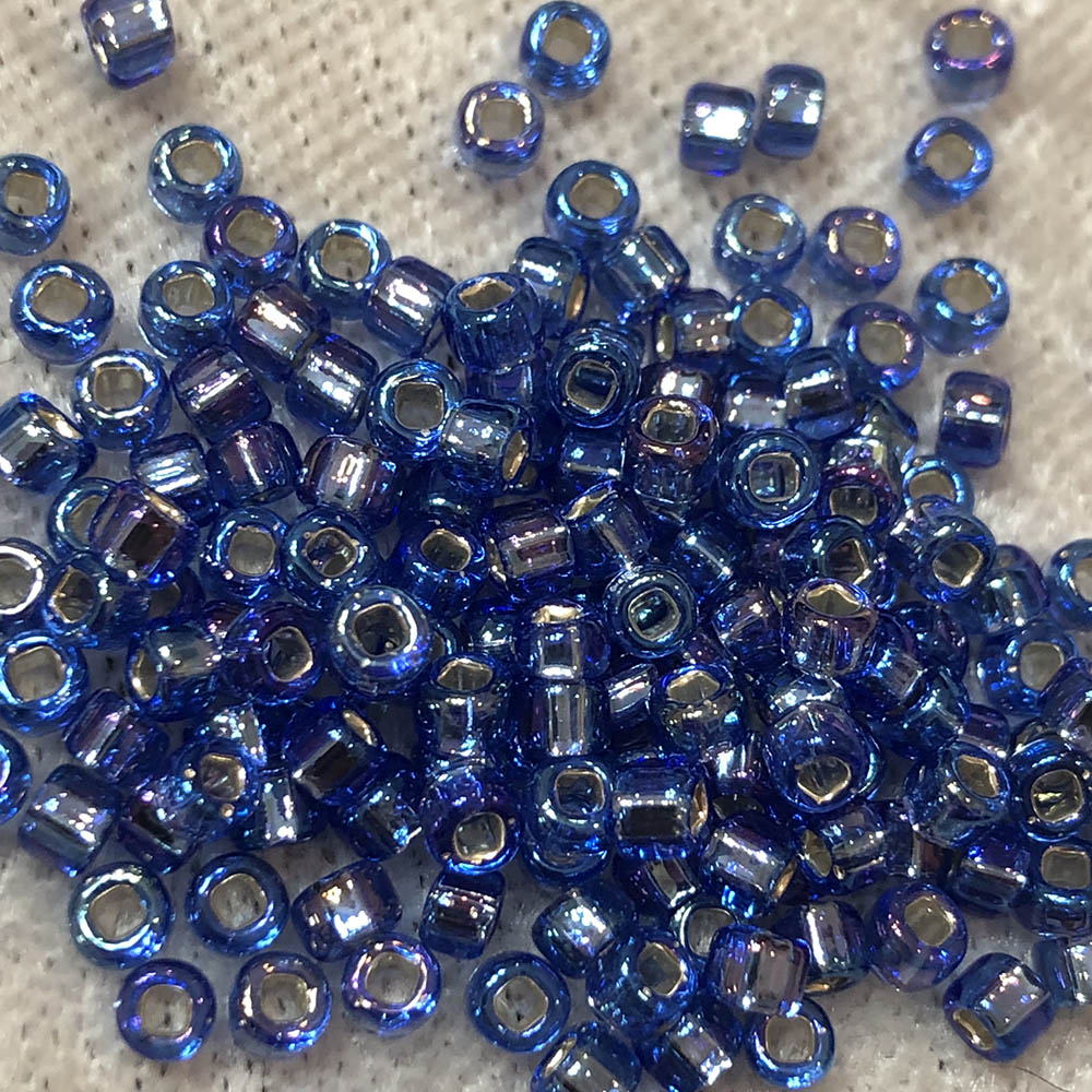 8/0 Silver Lined Sapphire Blue AB 642 Japanese Seed Beads