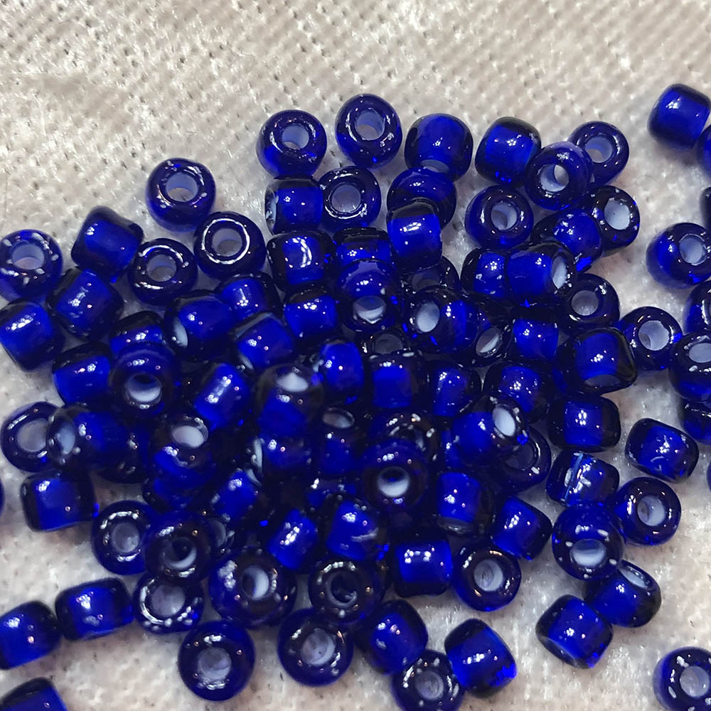 6/0 White Lined Cobalt Blue 327A Japanese Seed Beads