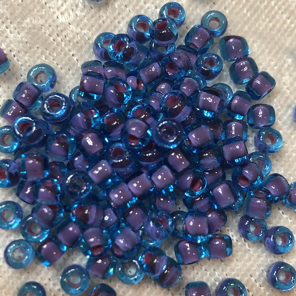 6/0 Transparent Colorlined Aqua Lavender 399 Japanese Seed Beads