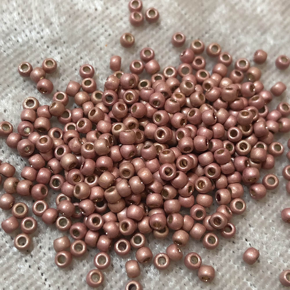 11/0 Frosted Metallic Peachy Pink F494 Japanese Seed Beads