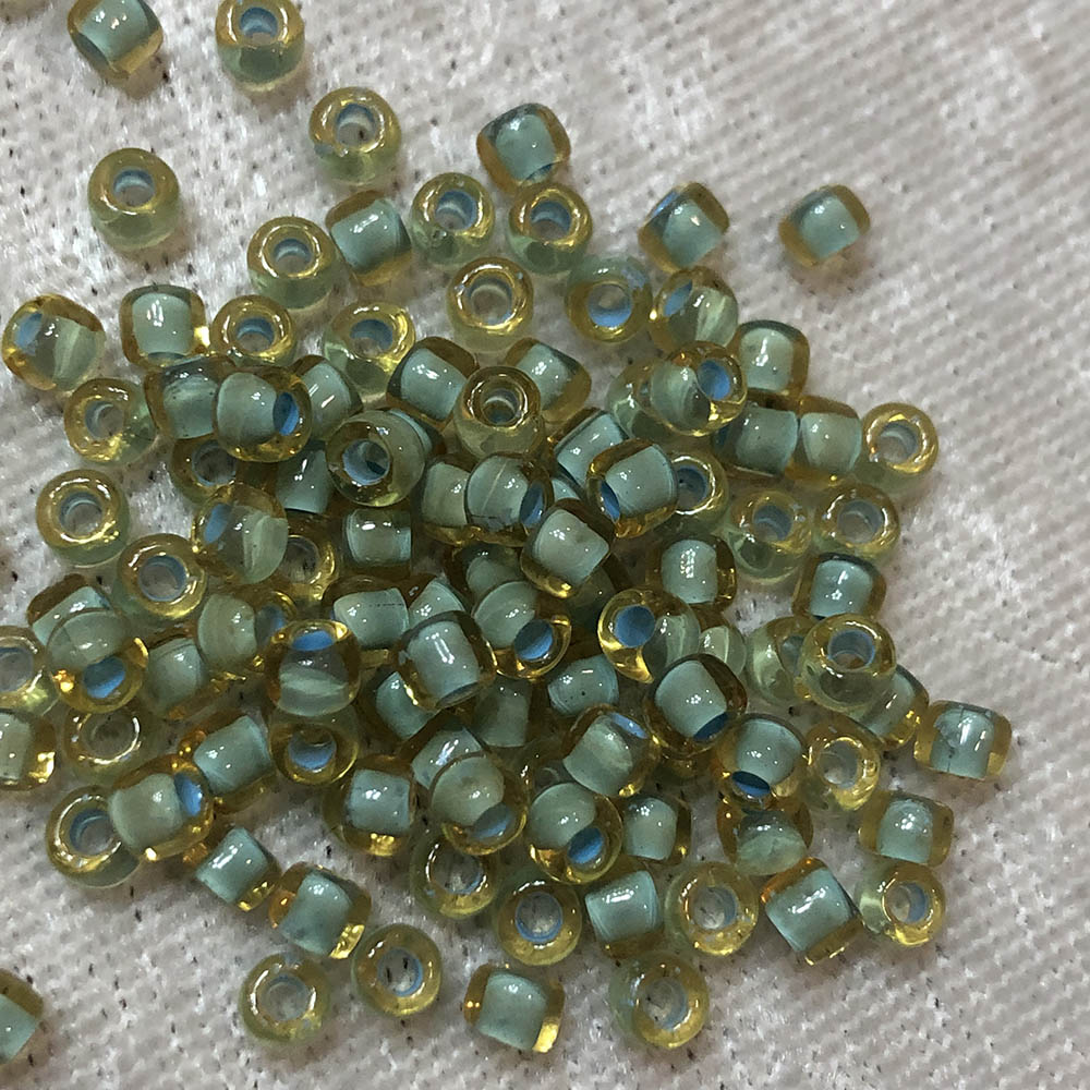 6/0 Turquoise Lined Light Topaz 374G Japanese Seed Beads