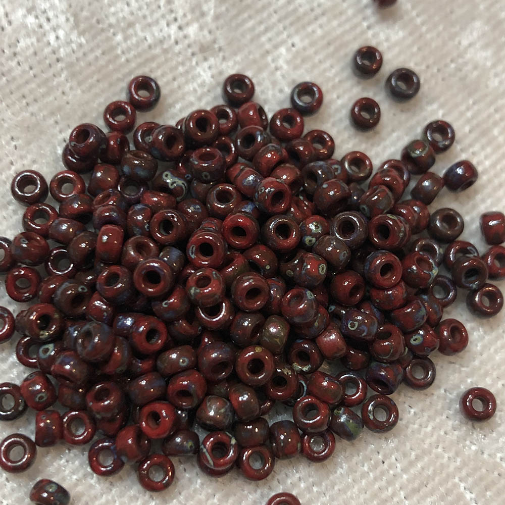 8/0 Dark Red Picasso 4521 Japanese Seed Beads