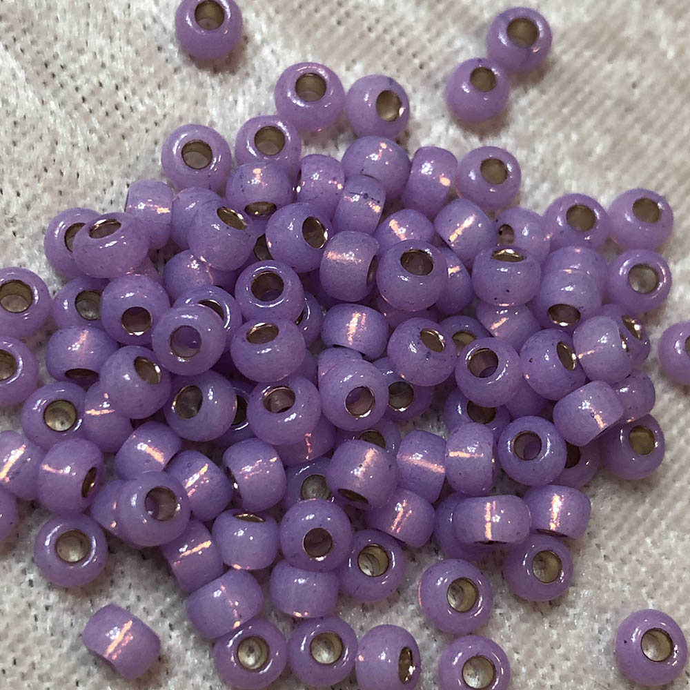 6/0 Dyed Lilac Silverlined Alabaster 574 Japanese Seed Beads