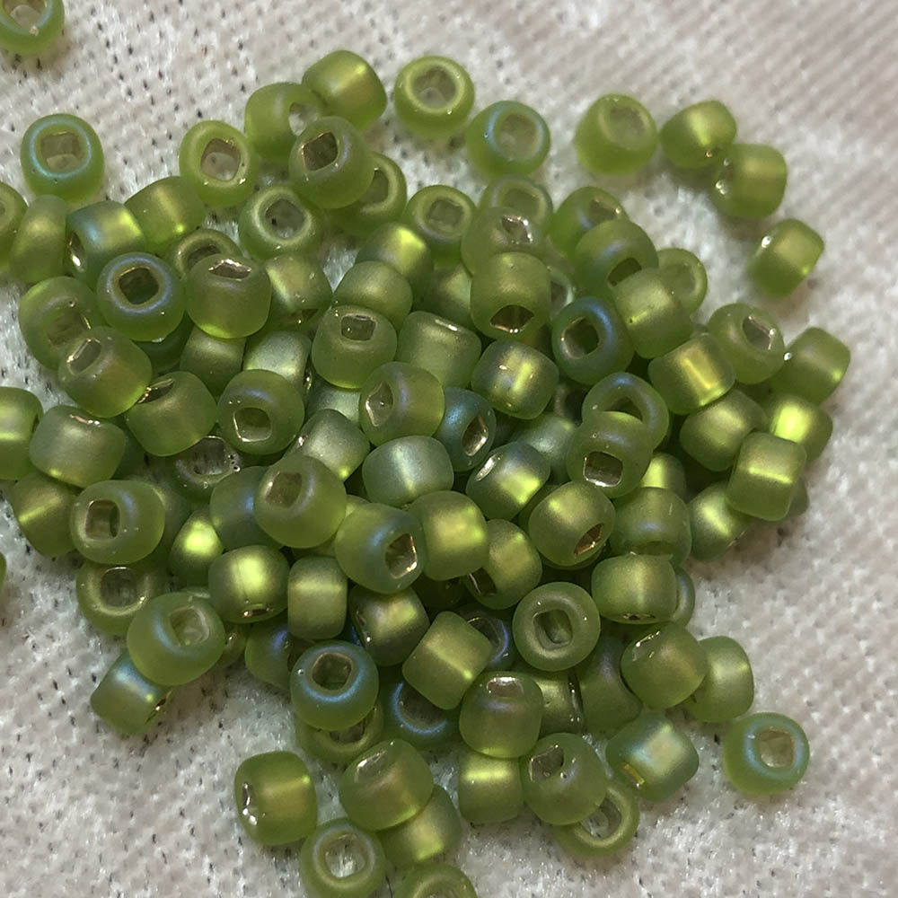 6/0 Silverlined AB Matte Peridot F643A Japanese Seed Beads