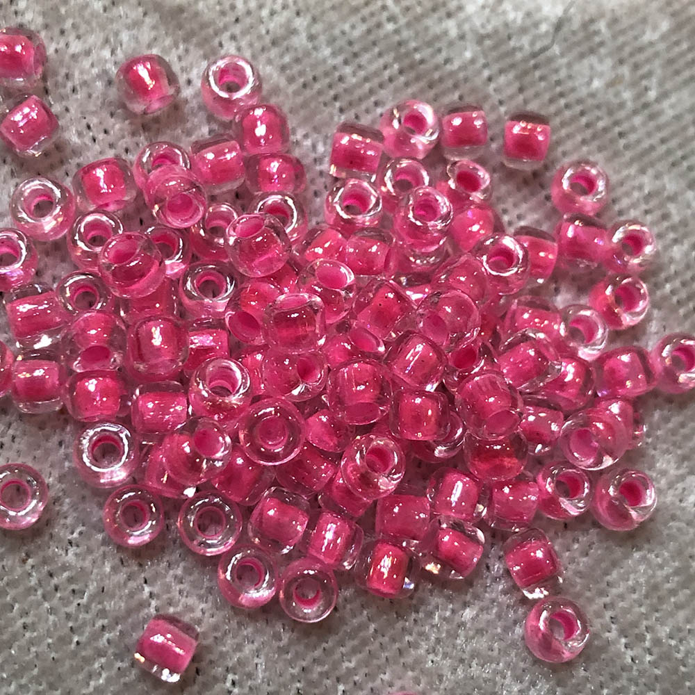 6/0 Hot Pink Lined Crystal 207A Japanese Seed Beads