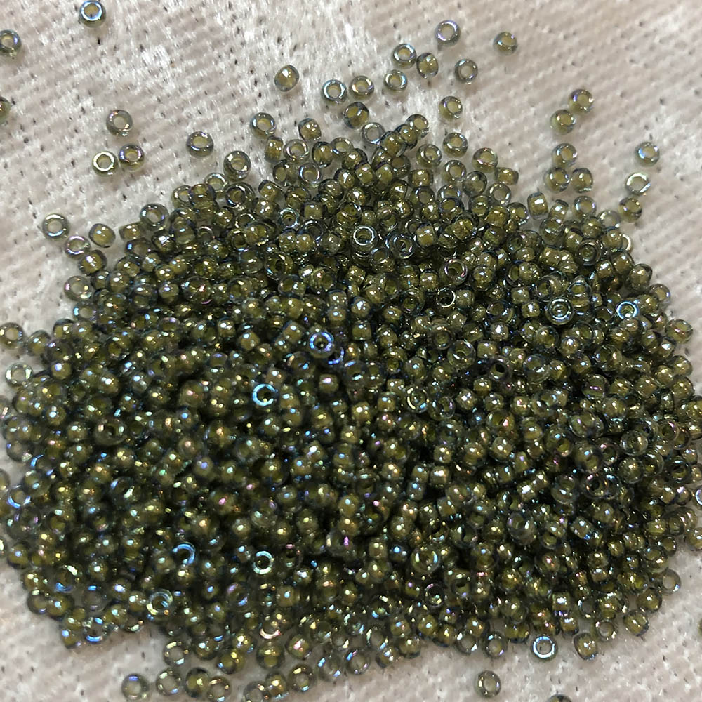 15/0 Olive Lined Yellow AB 361 Japanese Seed Beads