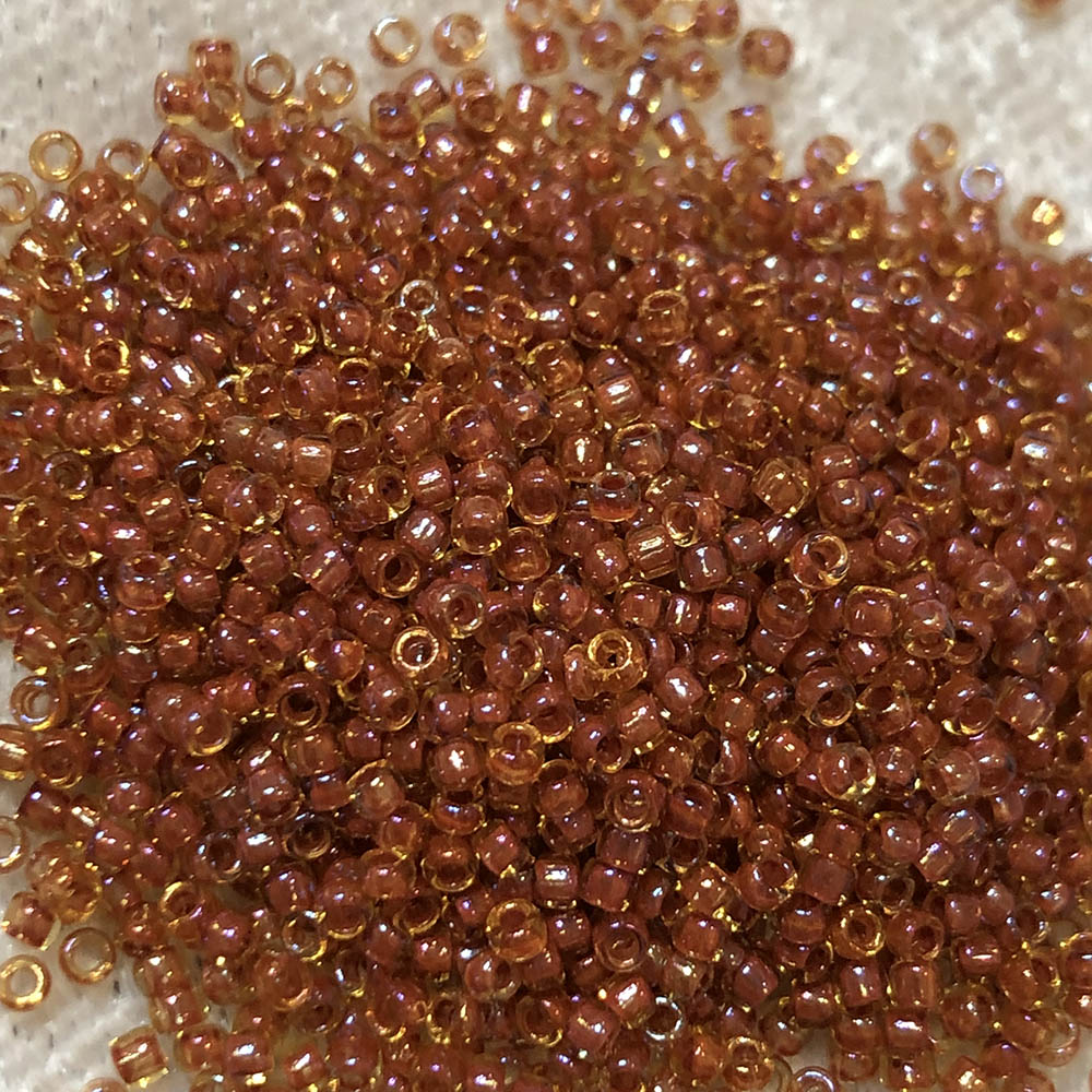 15/0 Burnt Orange Lined Topaz AB 389 Japanese Seed Beads