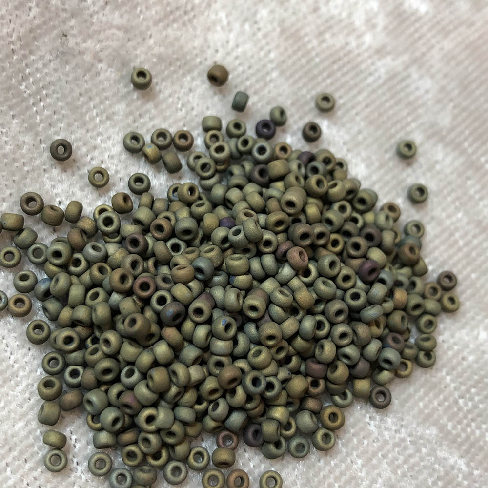 11/0 Frosted Metallic Olive AB F460V Japanese Seed Beads