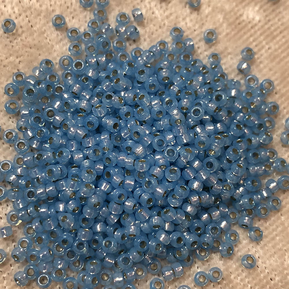 11/0 Dyed Aqua Transparent Silverlined 573 Japanese Seed Beads