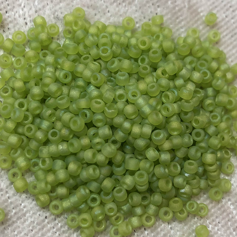 11/0 Frosted Transparent Light Olivine AB Japanese Seed Beads