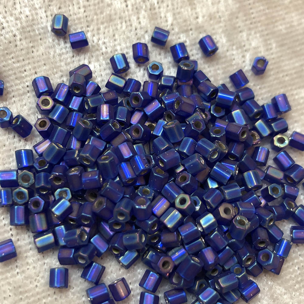 8/0 Frosted Silverlined Matte Cobalt Blue AB HEX F641 Japanese Seed Beads