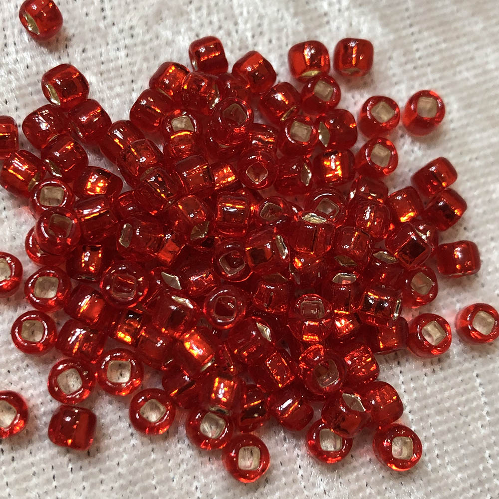 6/0 Silver Lined Flame Red 10 Japanese Seed Beads