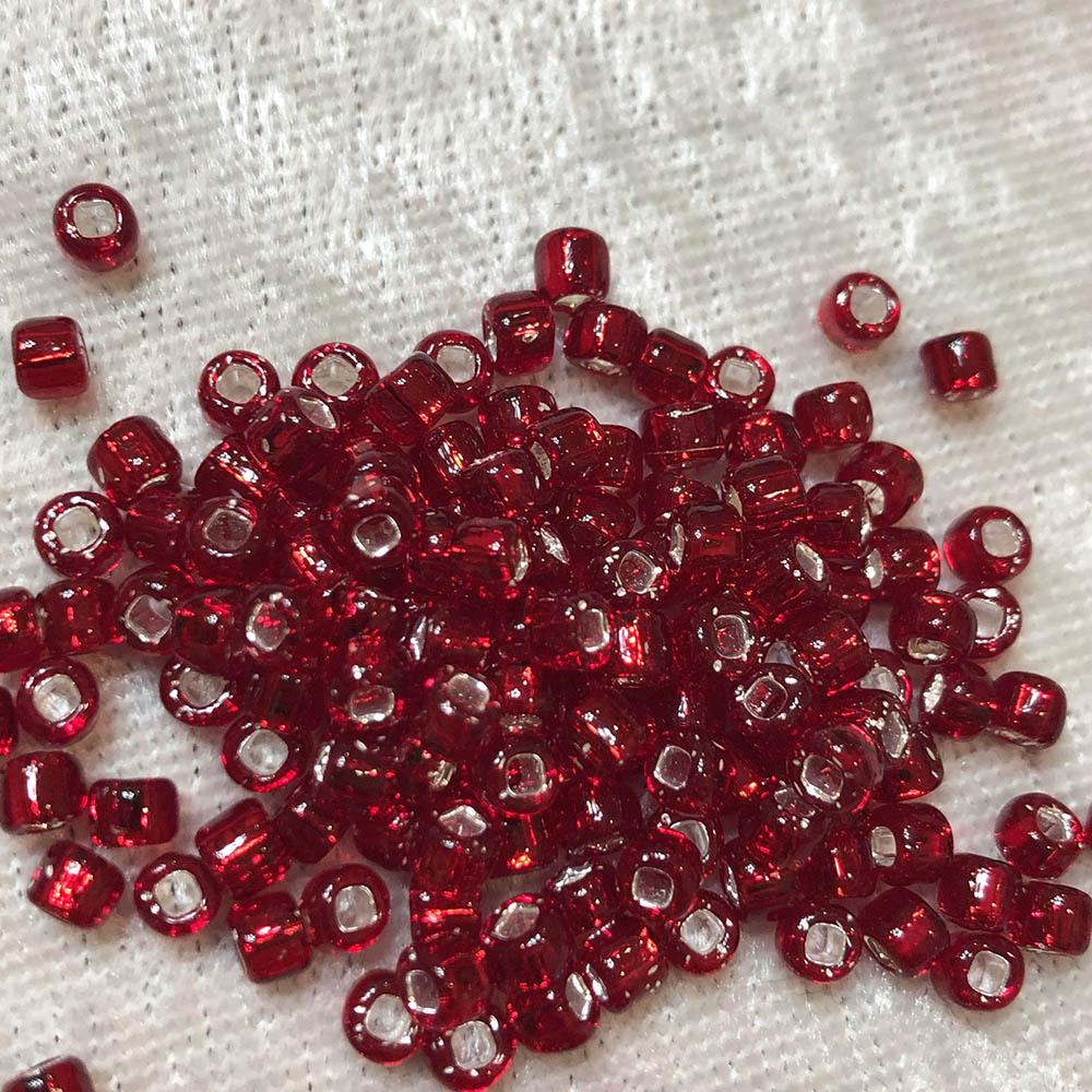 6/0 Transparent Dark Red Silver Lined 11A Japanese Seed Beads