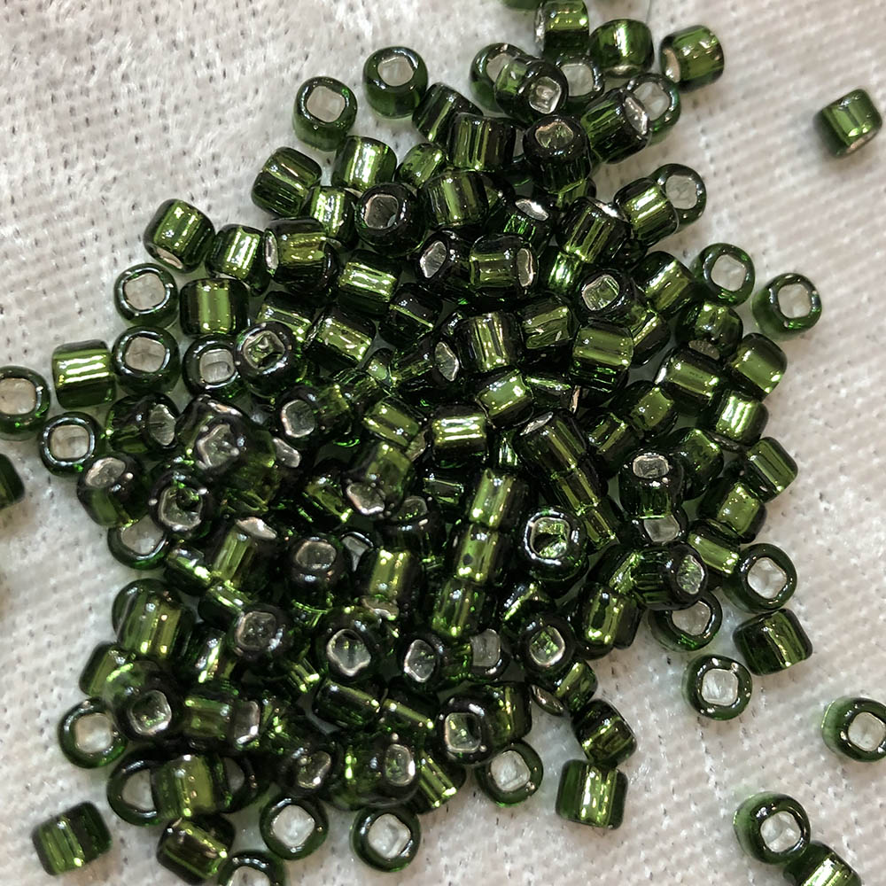 6/0 Transparent Silverlined Olive Green 15 Japanese Seed Beads