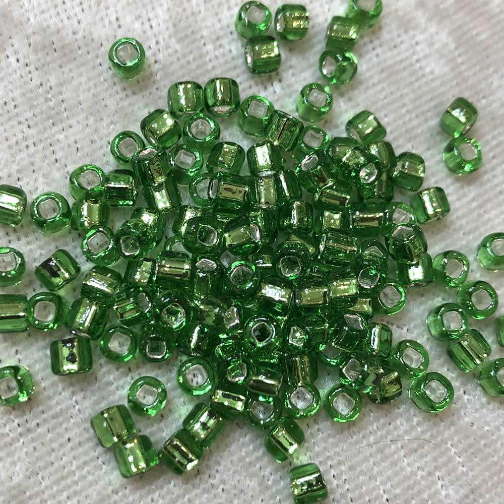 6/0 Transparent Silverlined Green 15A Japanese Seed Beads