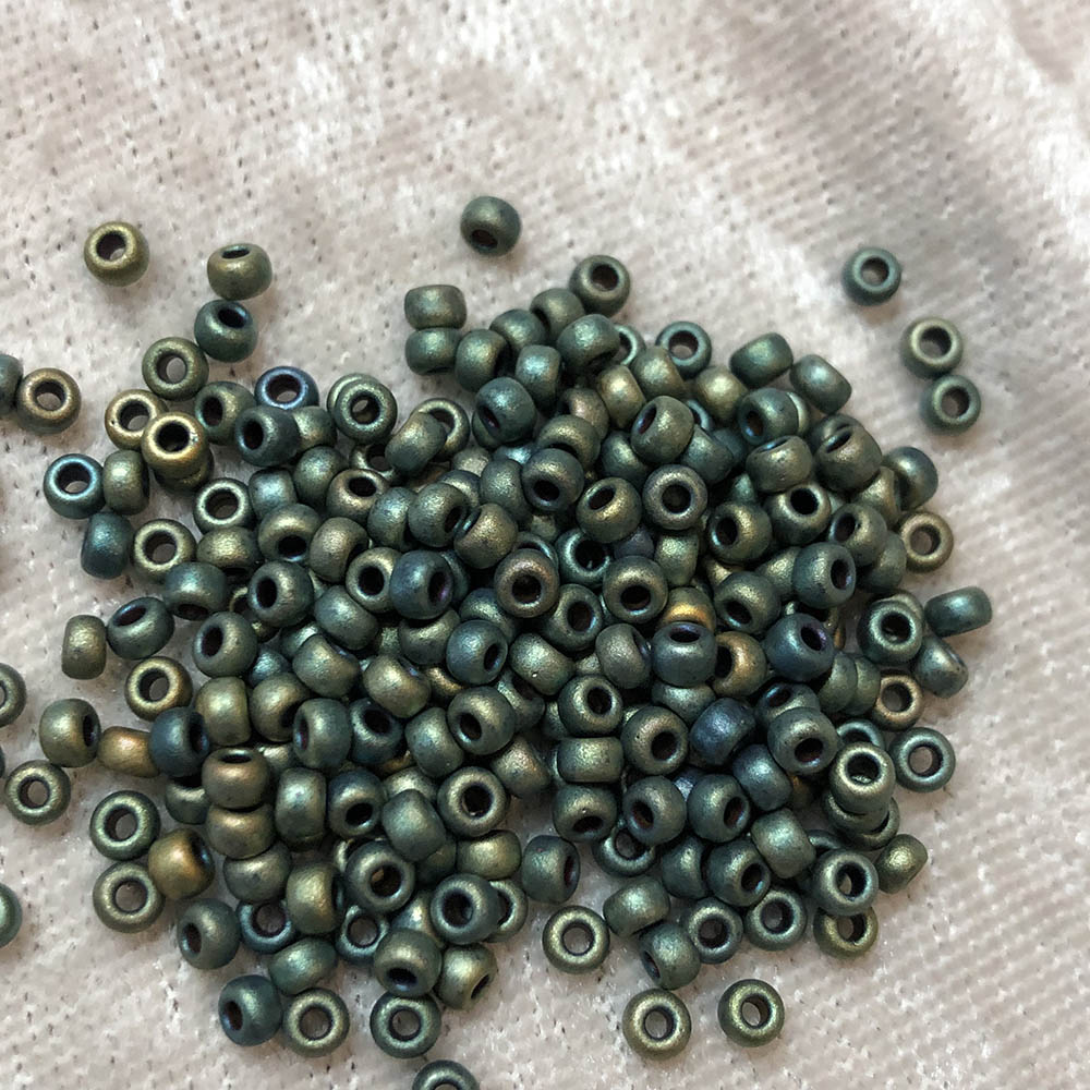 8/0 Frosted Metallic Golden Teal AB F460E Japanese Seed Beads