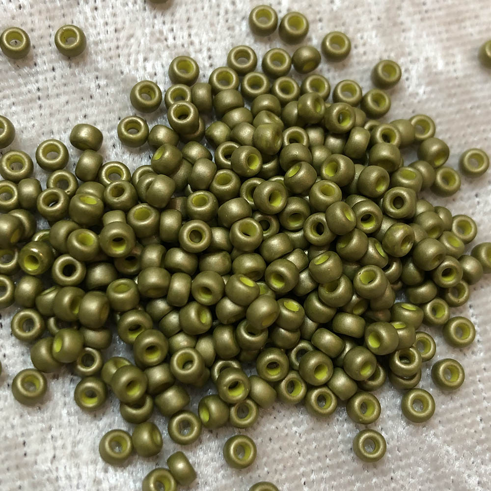 8/0 Frosted Metallic Avocado F463I Japanese Seed Beads