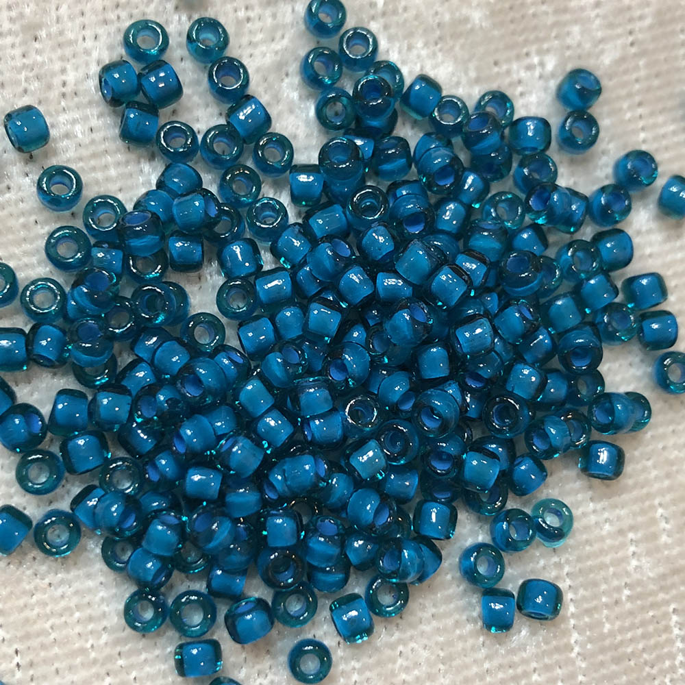 8/0 Colorlined Teal 399P Japanese Seed Beads