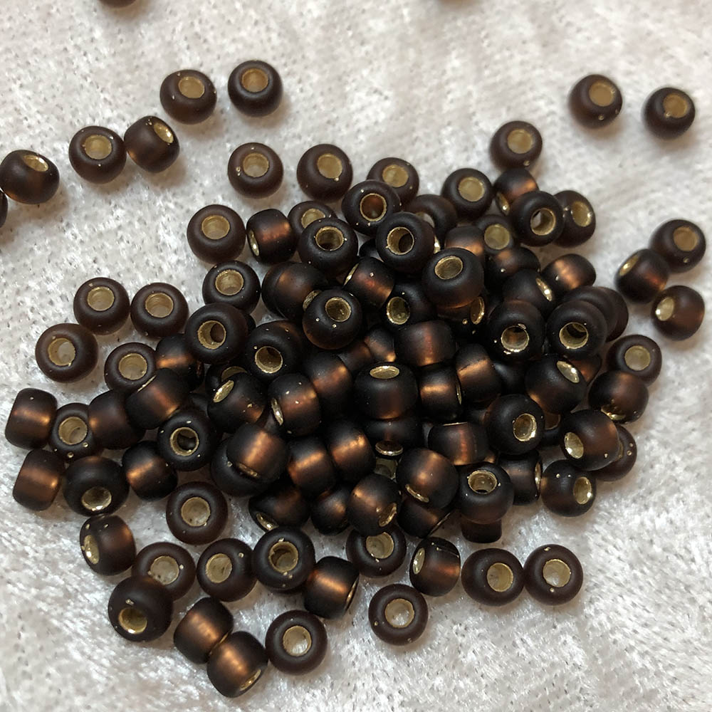 6/0 Frosted Silver Lined Dark Smoke Topaz F5D Japanese Seed Beads