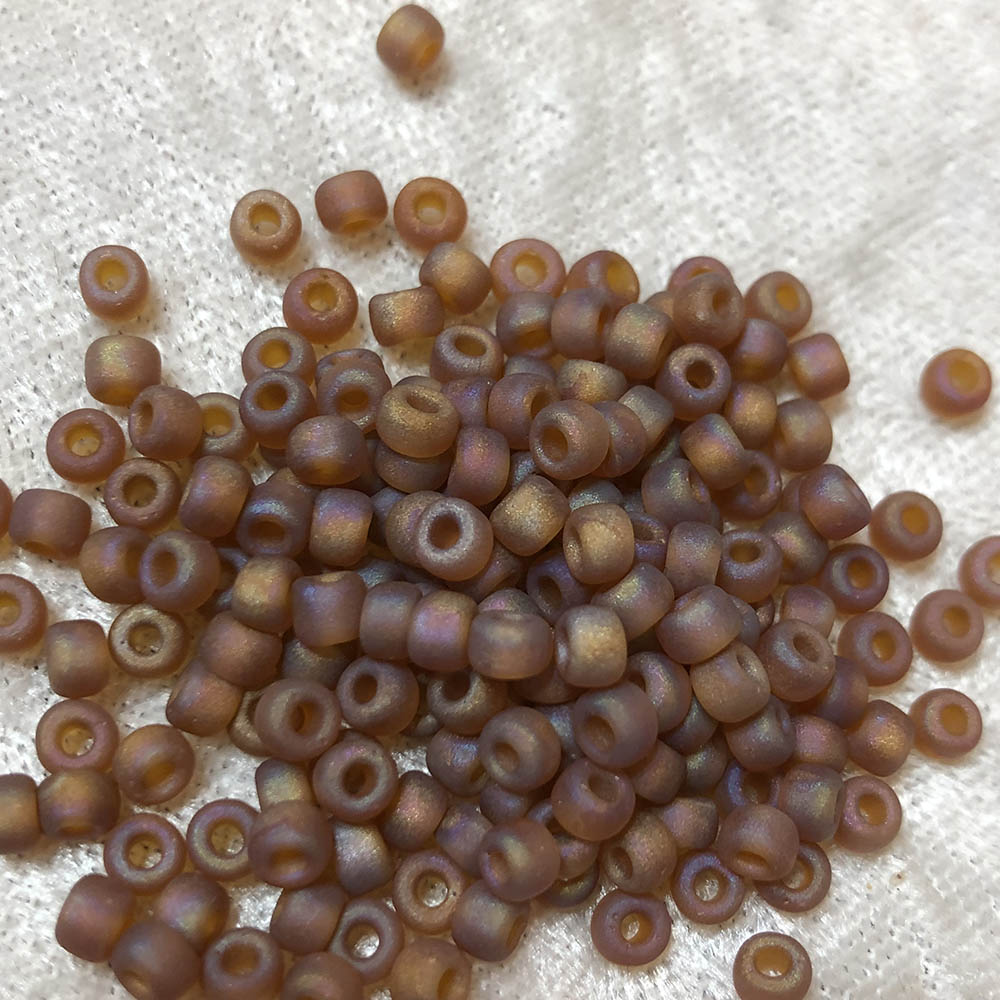 8/0 Frosted Transparent Iridescent Dark Topaz F257 Japanese Seed Beads