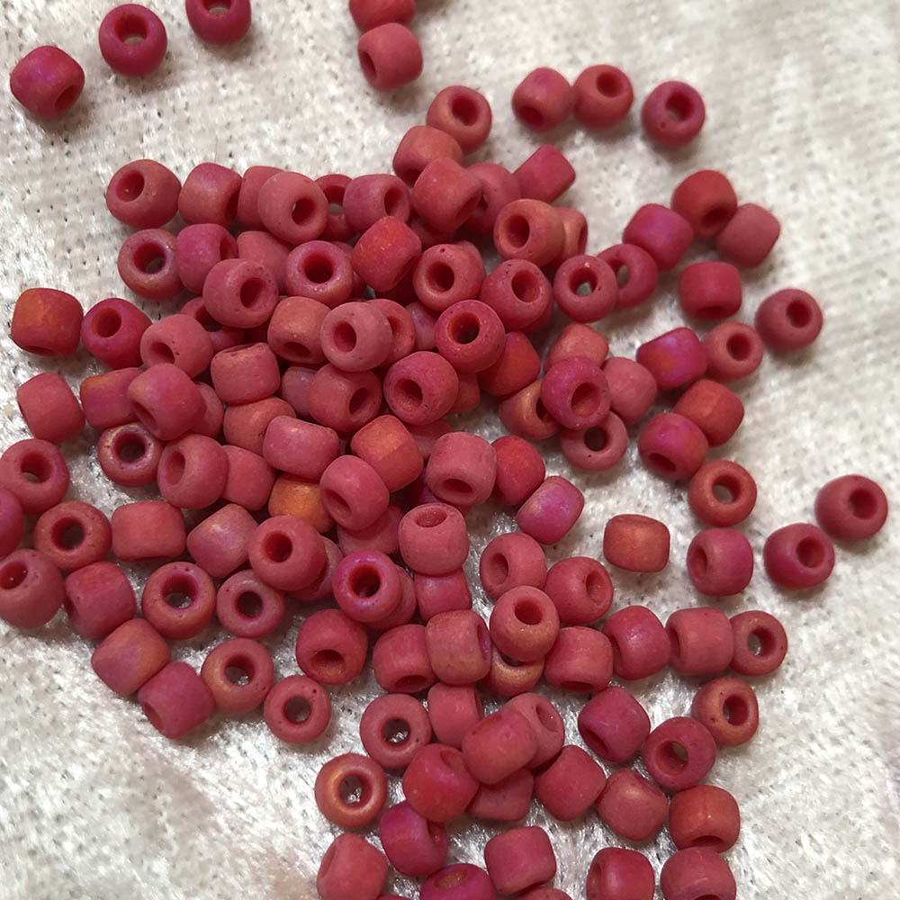 6/0 Matte Opaque Red AB F426A Japanese Seed Beads