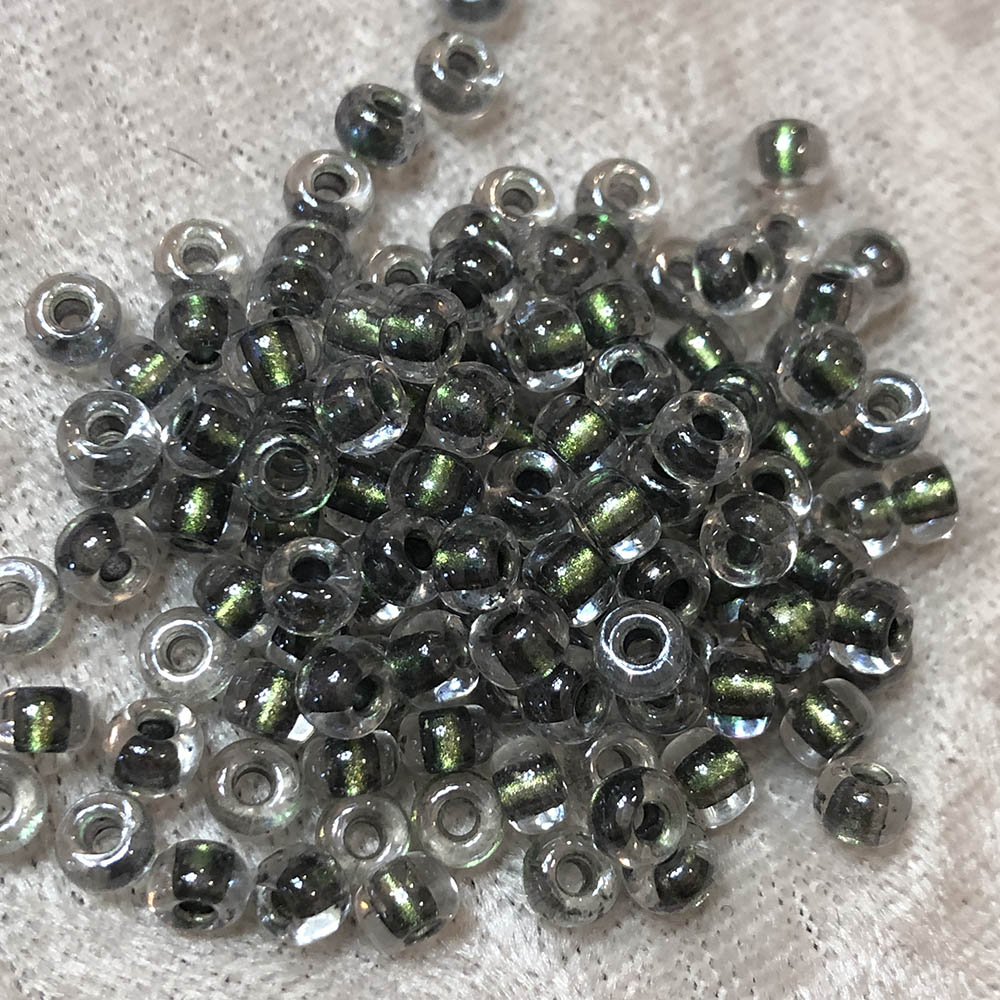 6/0 Green Metallic Lined Crystal 753 Japanese Seed Beads