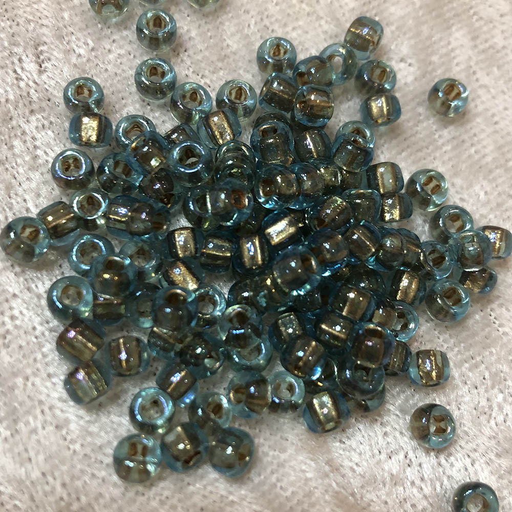 6/0 Teal Transparent Gold Simmer Lined 729 Japanese Seed Beads