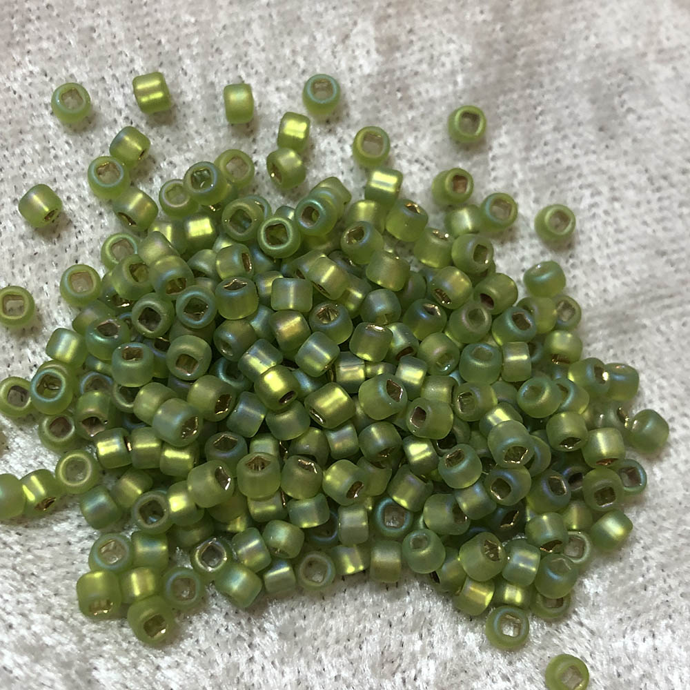 8/0 Silverlined AB Matte Peridot F643A Japanese Seed Beads