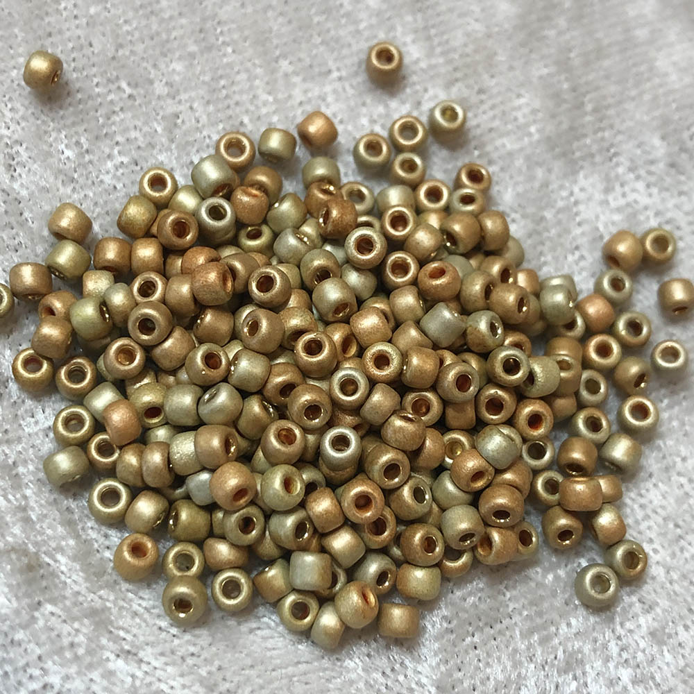 8/0 Frosted Metallic Gold AB F471 Japanese Seed Beads