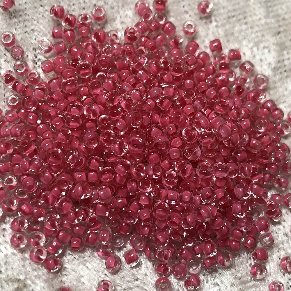 11/0 Carnation Pink Lined Crystal 208 Japanese Seed Beads