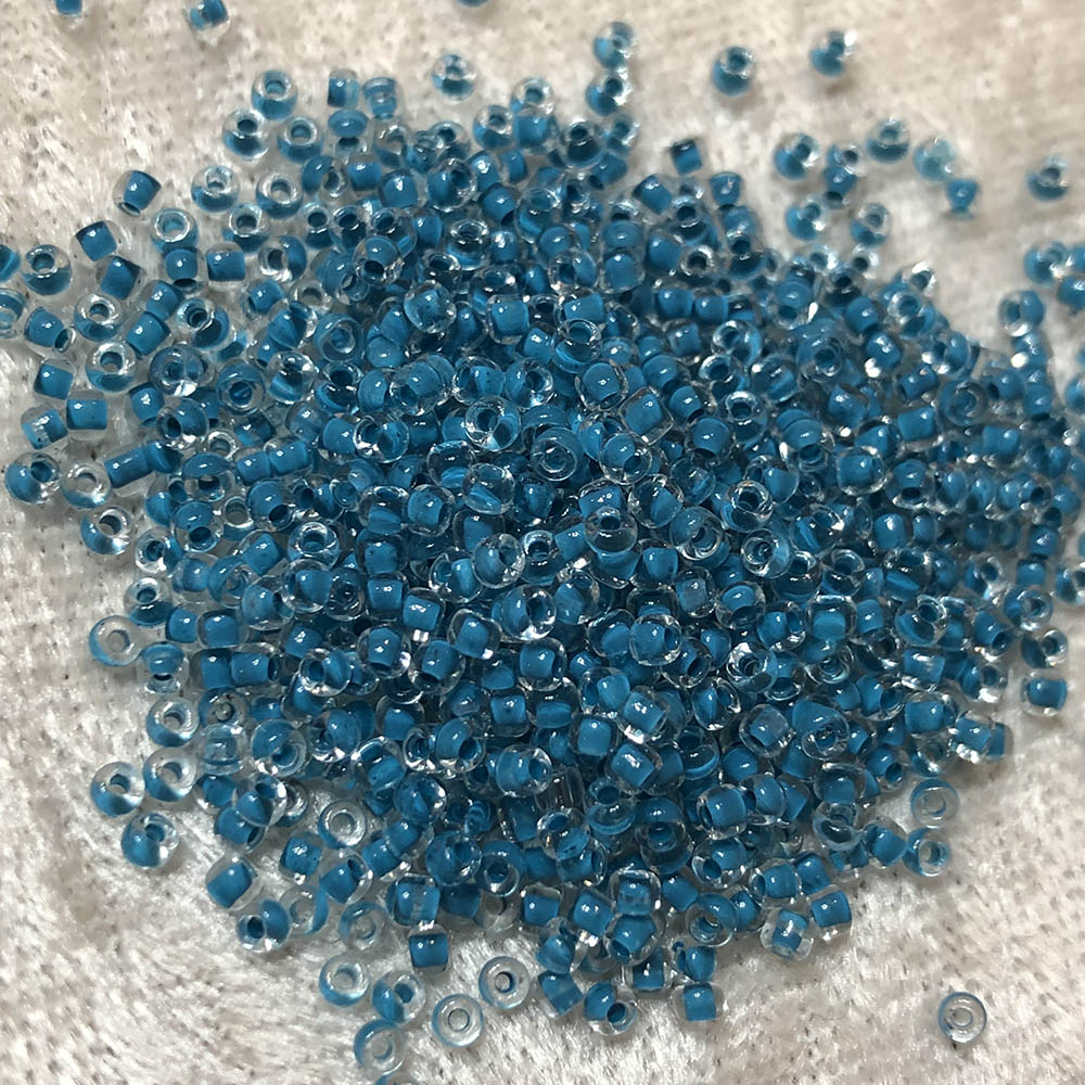 11/0 Teal Blue Lined Crystal 219 Japanese Seed Beads