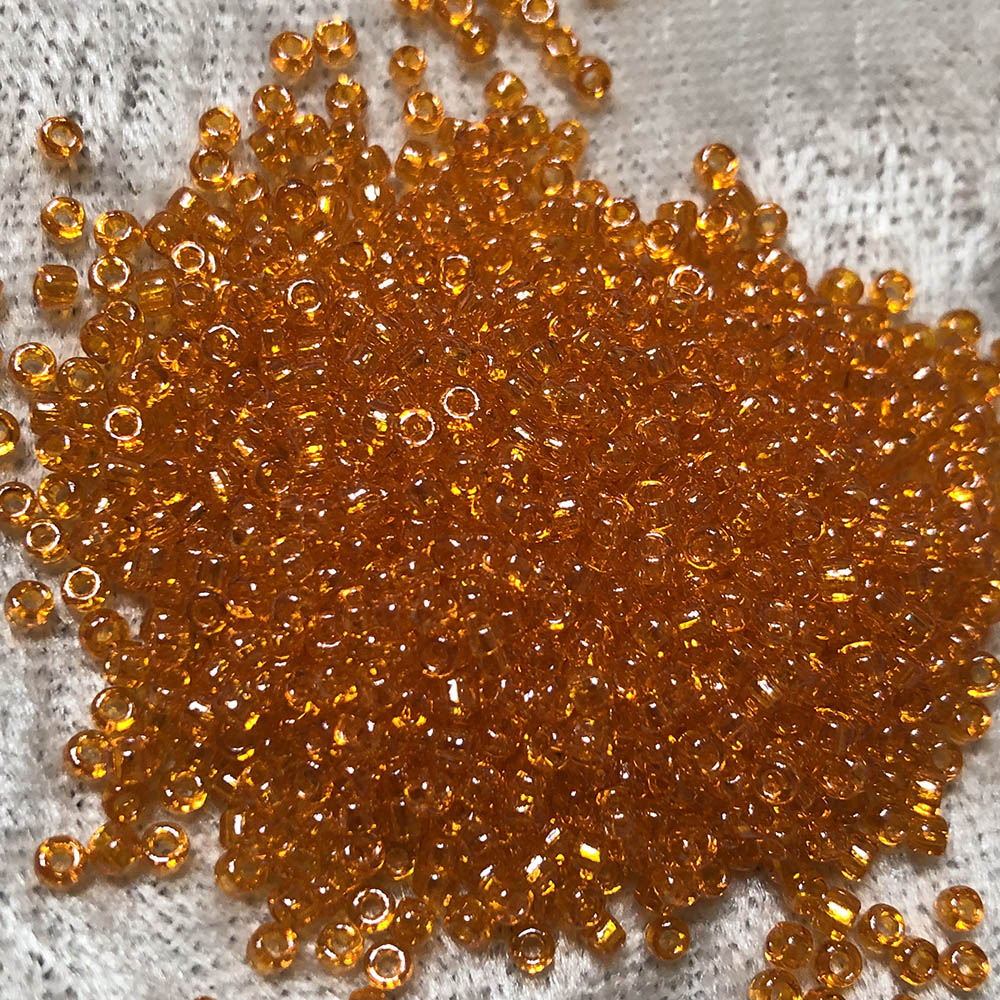 11/0 Transparent Flame Orange AB 165 Japanese Seed Beads